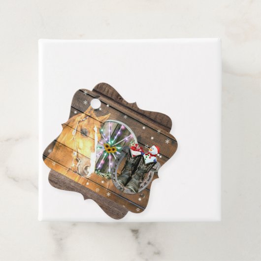 Weihnachtspferd Wagon Wheel Cowboy Stiefel Horsesh Geschenkanhänger (Beispiel)