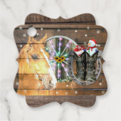 Weihnachtspferd Wagon Wheel Cowboy Stiefel Horsesh Geschenkanhänger (Vorderseite)