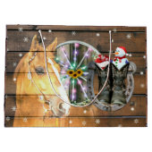Weihnachtspferd Wagon Wheel Cowboy Stiefel Horsesh Große Geschenktüte (Rückseite)