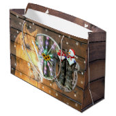 Weihnachtspferd Wagon Wheel Cowboy Stiefel Horsesh Große Geschenktüte (Rückseite Schrägansicht)