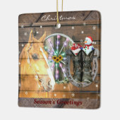 Weihnachtspferd Wagon Wheel Cowboy Stiefel Horsesh Keramikornament (Links)