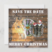 Weihnachtspferd Wagon Wheel Cowboy Stiefel Horsesh Save The Date (Vorderseite)