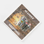 Weihnachtspferd Wagon Wheel Cowboy Stiefel Horsesh Serviette (Ecke)