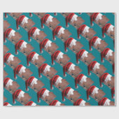 Weihnachtspferd Weihnachtsmannmütze Geschenkpapier (Flach)