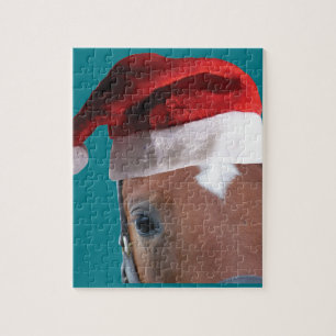 Weihnachtspferd Weihnachtsmannmütze Puzzle