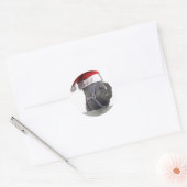 Weihnachtspferd Weihnachtsmannmütze Runder Aufkleber (Umschlag)