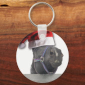 Weihnachtspferd Weihnachtsmannmütze Schlüsselanhänger (Vorderseite)