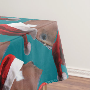 Weihnachtspferd Weihnachtsmannmütze Tischdecke