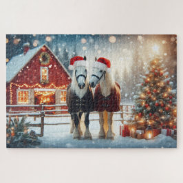 Weihnachtspferde auf dem Bauernhof Puzzle