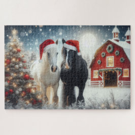 Weihnachtspferde auf dem Bauernhof Puzzle