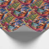 Weihnachtspferde auf Sofa mit Trailer Wunschbuch Geschenkpapier (Ecke)