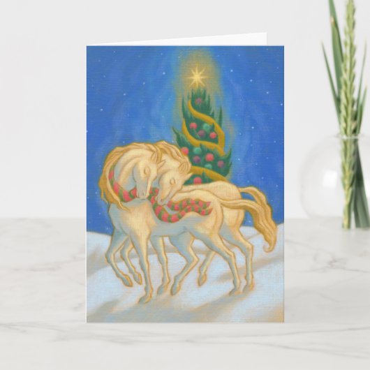 Weihnachtspferde Feiertagskarte (Vorderseite)
