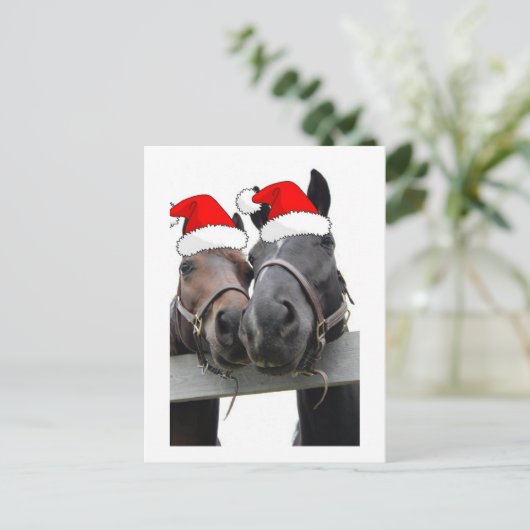 Weihnachtspferde Feiertagspostkarte (Stehend Vorderseite)