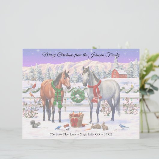 Weihnachtspferde im Schnee Briefbogen (Stehend Vorderseite)