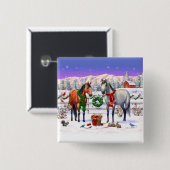 Weihnachtspferde im Schnee Button (Vorne & Hinten)
