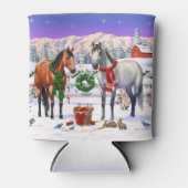 Weihnachtspferde im Schnee Dosenkühler (Vorderseite)