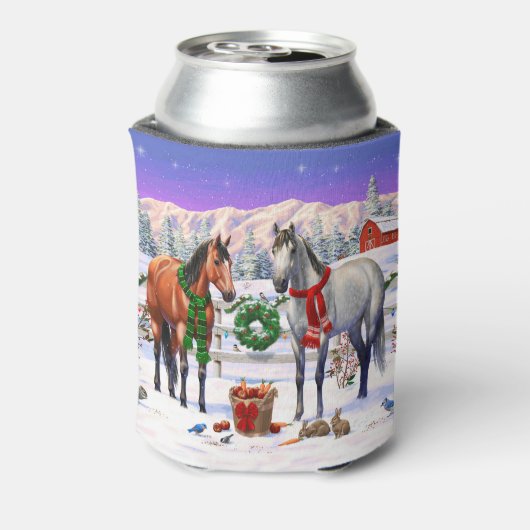 Weihnachtspferde im Schnee Dosenkühler (Kanne Rückseite)