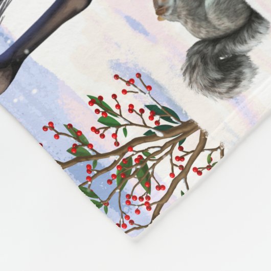 Weihnachtspferde im Schnee Fleecedecke (Ecke)