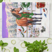 Weihnachtspferde im Schnee Geschirrtuch (Gefaltet)