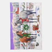 Weihnachtspferde im Schnee Geschirrtuch (Vertikal)