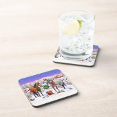 Weihnachtspferde im Schnee Getränkeuntersetzer (Rechte Seite)