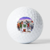 Weihnachtspferde im Schnee Golfball (Vorderseite)