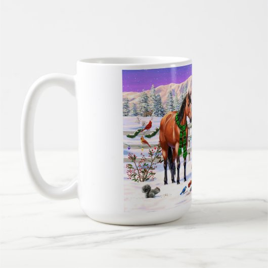 Weihnachtspferde im Schnee Kaffeetasse (Links)