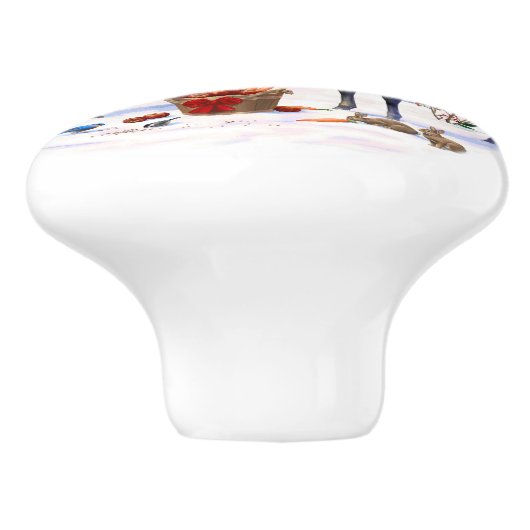 Weihnachtspferde im Schnee Keramikknauf (Seitenansicht)