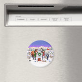 Weihnachtspferde im Schnee Magnet (In Situ (Geschirrspüler))