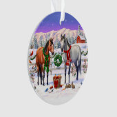Weihnachtspferde im Schnee Ornament (Vorderseite)