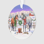 Weihnachtspferde im Schnee Ornament (Vorderseite)