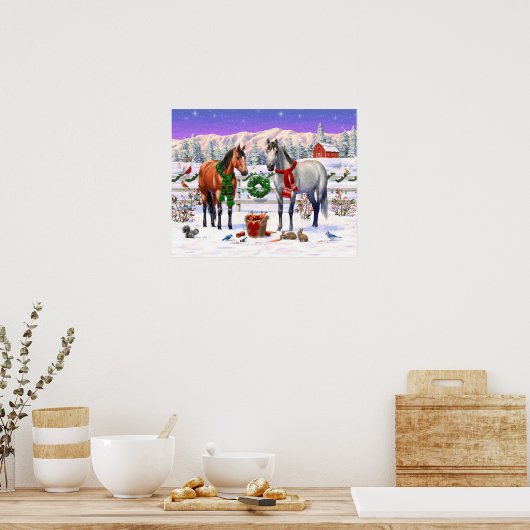 Weihnachtspferde im Schnee Poster (Küche)