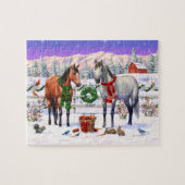 Weihnachtspferde im Schnee Puzzle (Horizontal)