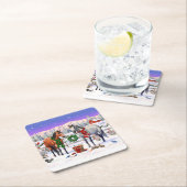 Weihnachtspferde im Schnee Rechteckiger Pappuntersetzer (Vor Ort)