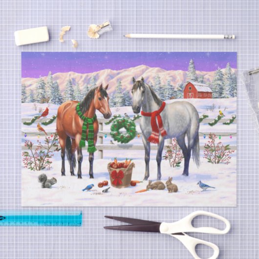 Weihnachtspferde im Schnee Seidenpapier (Handwerk)