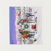 Weihnachtspferde im Schnee Wandteppich (Vorderseite)