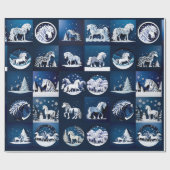 Weihnachtspferde in Blau Geschenkpapier (Flach)