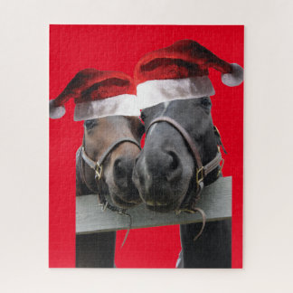 Weihnachtspferde in Santa Claus Hats Puzzle