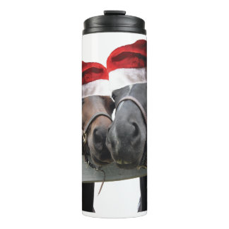 Weihnachtspferde in Santa Claus Hats Thermosbecher