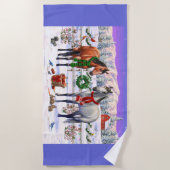 Weihnachtspferde in Snow Beach Handtuch (Vorderseite)