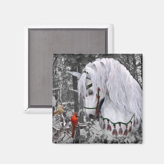 Weihnachtspferde & Kardinal Magnet (Vorderseite/Rückseite)