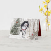 Weihnachtspferde & Kardinäle geklappte Grußkarte Karte (Gelbe Blume)