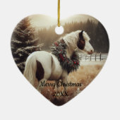 Weihnachtspferde Liebe Kunst Keramik Ornament (Hinten)