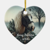 Weihnachtspferde Liebe Kunst Keramik Ornament (Vorne)