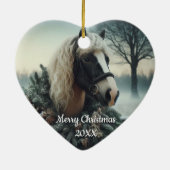 Weihnachtspferde Liebe Kunst Keramik Ornament (Hinten)