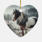 Weihnachtspferde Liebe Kunst Keramik Ornament (Hinten)