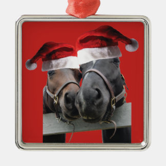 Weihnachtspferde mit Weihnachtsmann Ornament Aus Metall