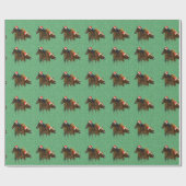 Weihnachtspferde mit Weihnachtsmannmütze Muster Geschenkpapier (Flach)