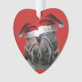 Weihnachtspferde mit Weihnachtsmannmützen Ornament (Vorderseite)