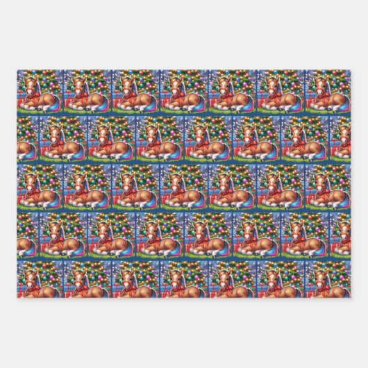 Weihnachtspferde - Papierblätter Geschenkpapier Set (Vorderseite 3)